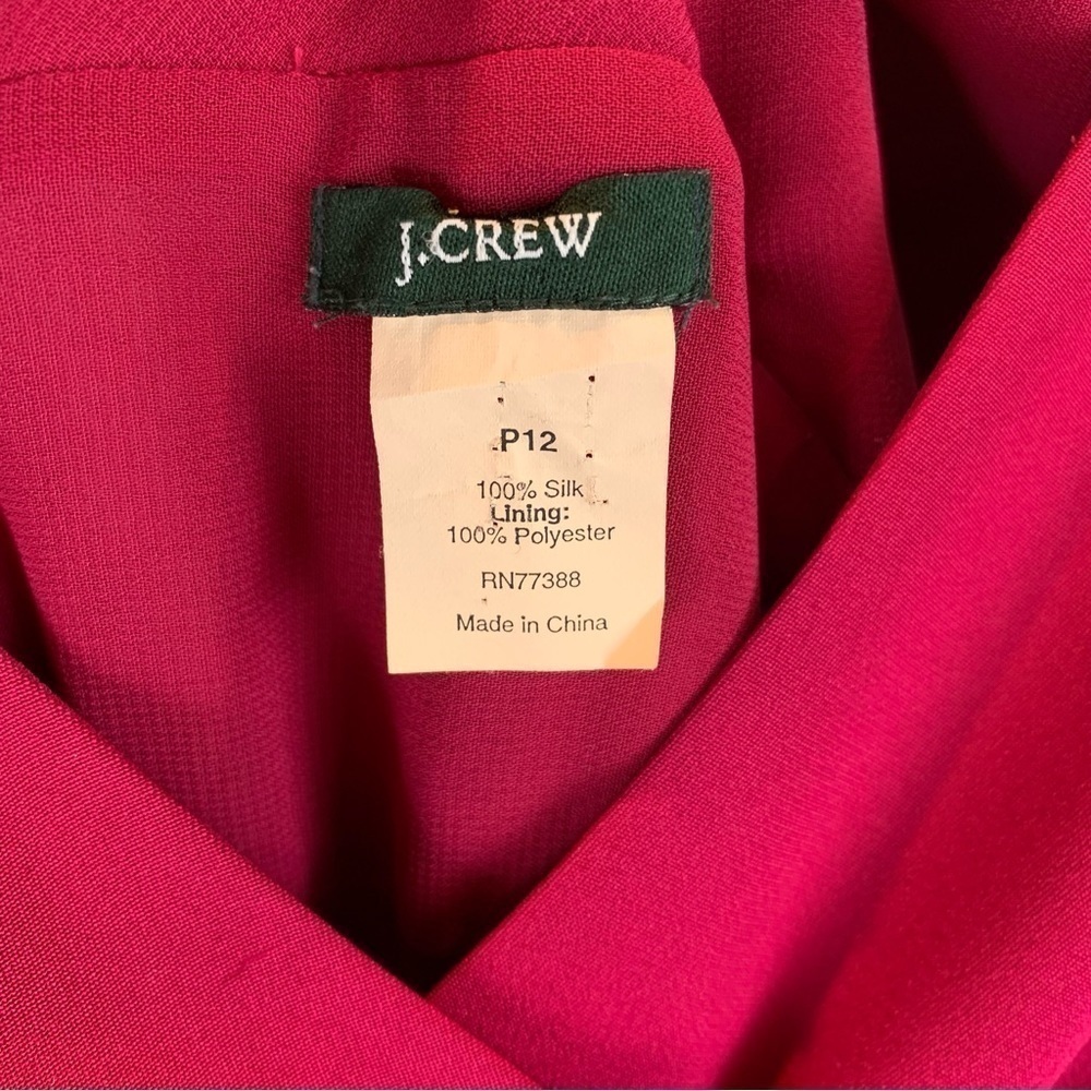 J. Crew 12P 100% Silk Hot Pink Fuchsia Empire Waist Bridesmaid Dress Wedding - Picture 3 of 6